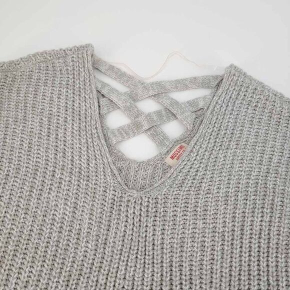 Mossimo Supply Co.Women's V- Neck Criss-Cross Back Pullover Sweater Gray Sz M - Picture 3 of 11